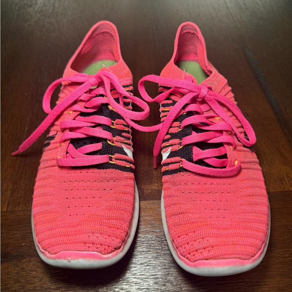 Women's Pink Athletic Nike RN FLYKNIT Shoes